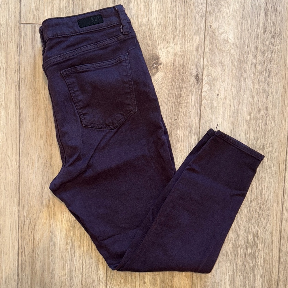 KUT FROM THE KLOTH High Rise Dark Purple Stretchy Skinny Ankle Jean Style Pants